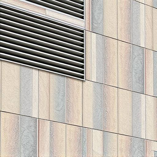 Dettaglio di un sistema di facciata ventilata con piastrelle in ceramica