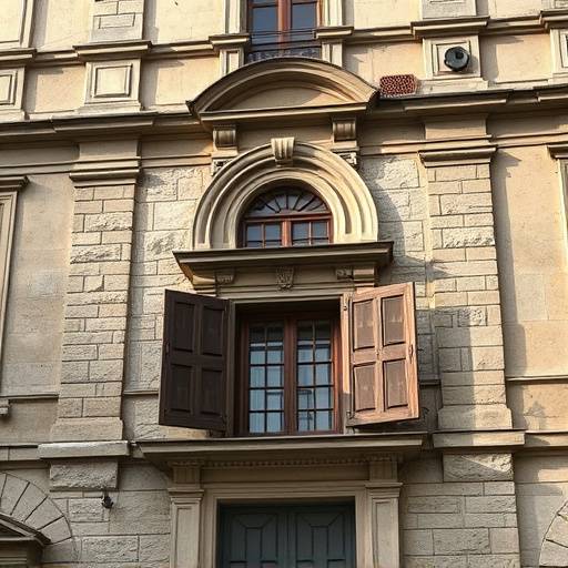 Facciata di restauro di un edificio storico in pietra e legno a Firenze