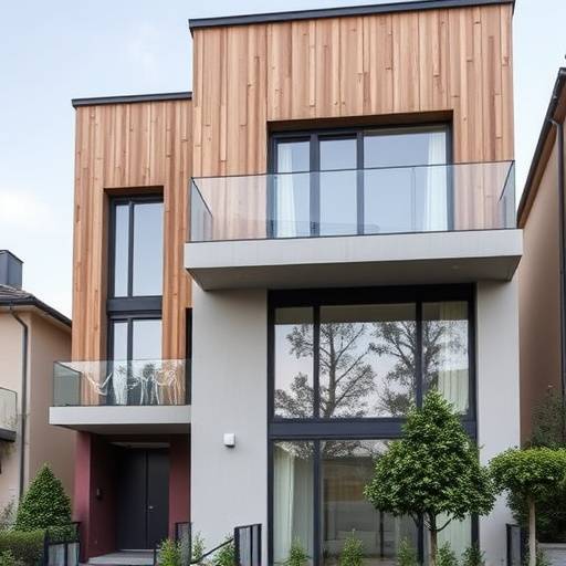Facciata moderna residenziale con pannelli in alluminio composito e ampie vetrate a Milano