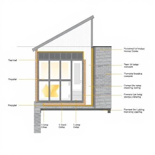 Schema di una facciata ventilata con isolamento termico e rivestimento esterno traspirante